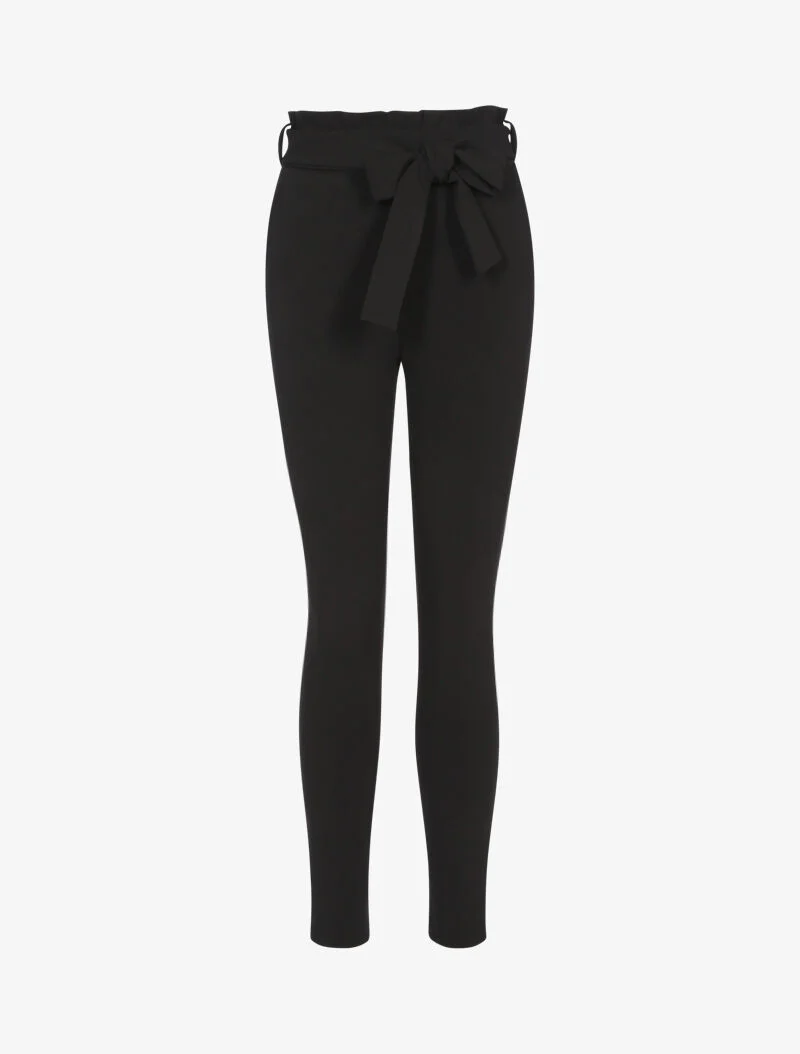 Carrot-fit broek met volant taille - zwart