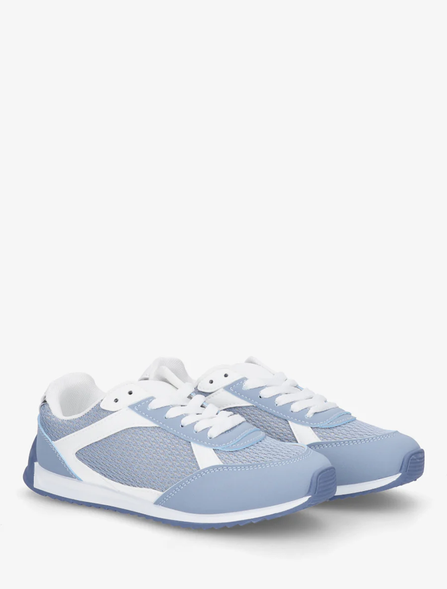 Casual sneakers van stof en imitatieleer - Blauw - Image 4