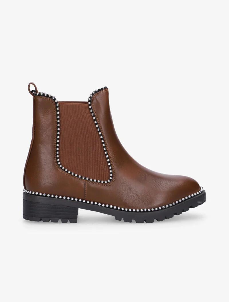 Chelsea boots casual met kralen - bruin