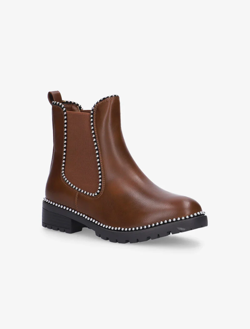 Chelsea boots casual met kralen - bruin - Image 2