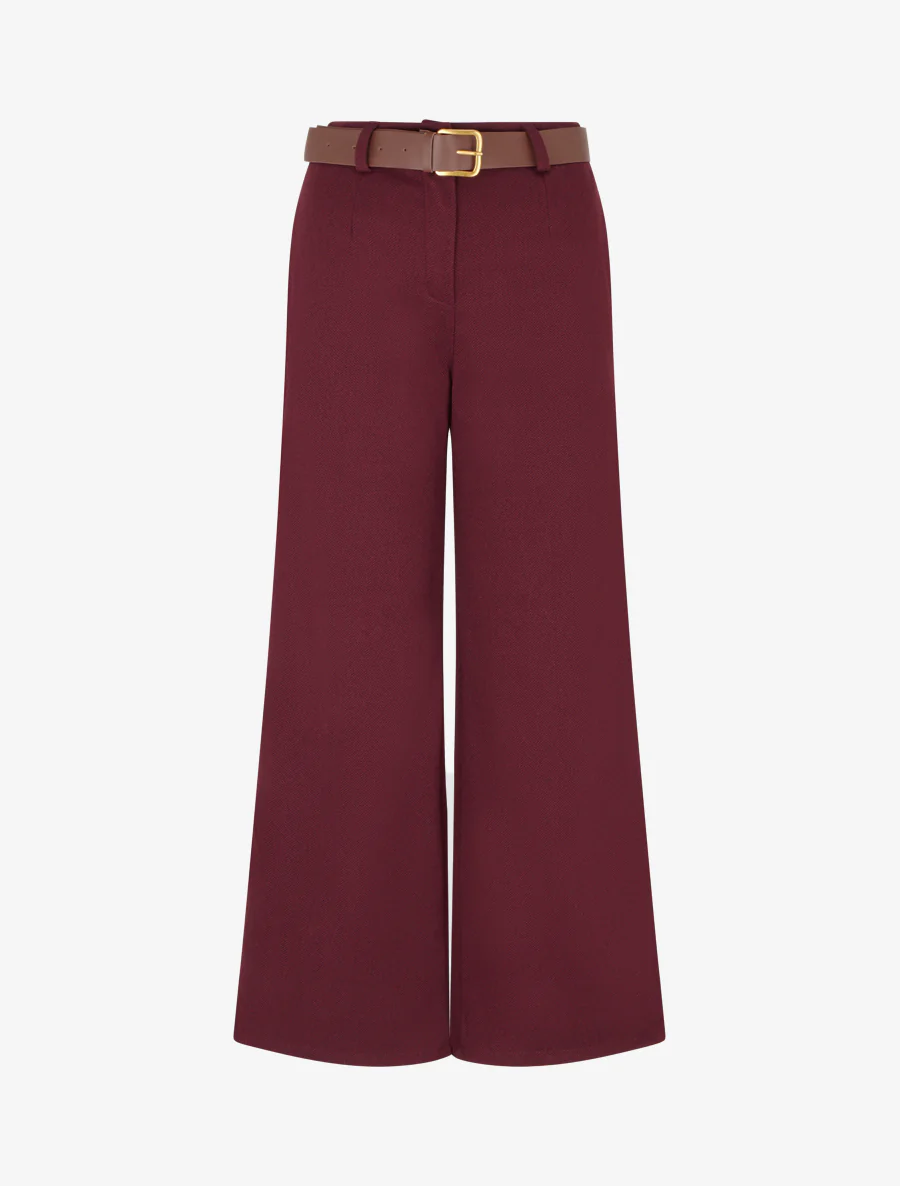 Chevron bedrukte wijde broek - Bordeaux