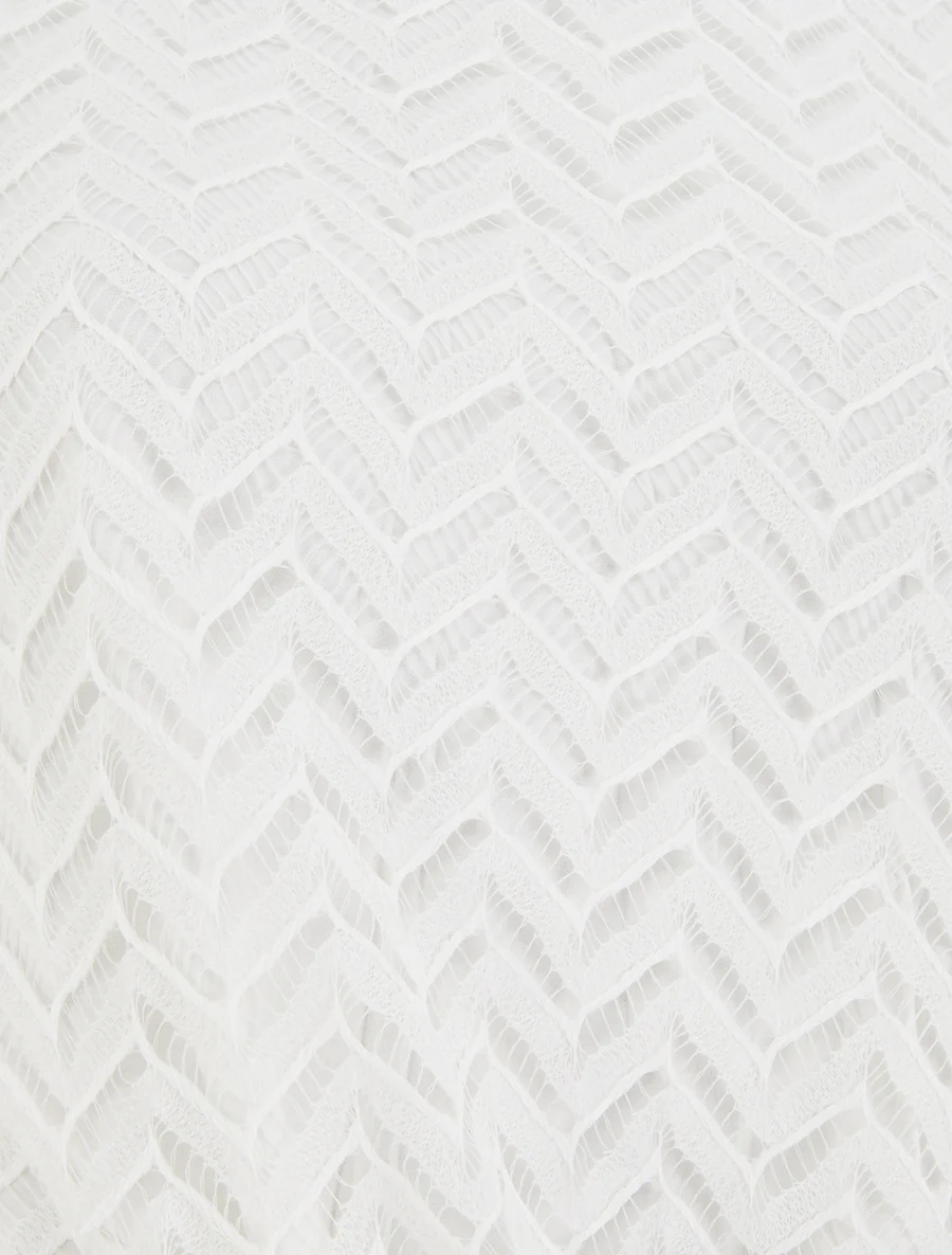 Chevron stijl gebreide top met korte mouwen - Wit - Image 3