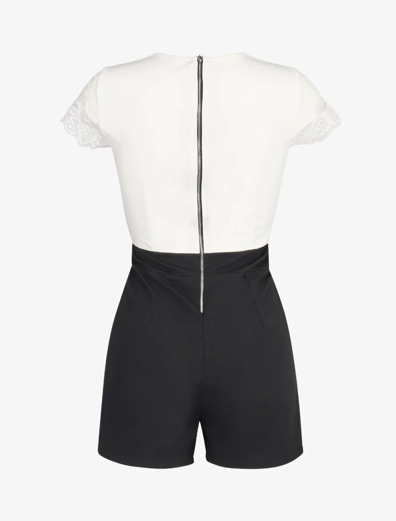 Combi-jumpsuit met kanten details - wit - Image 2