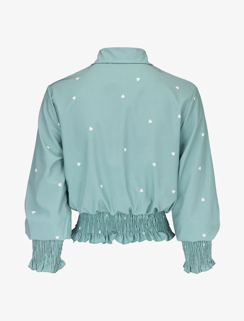 Crop top met hartjesprint - turkoois - Image 2