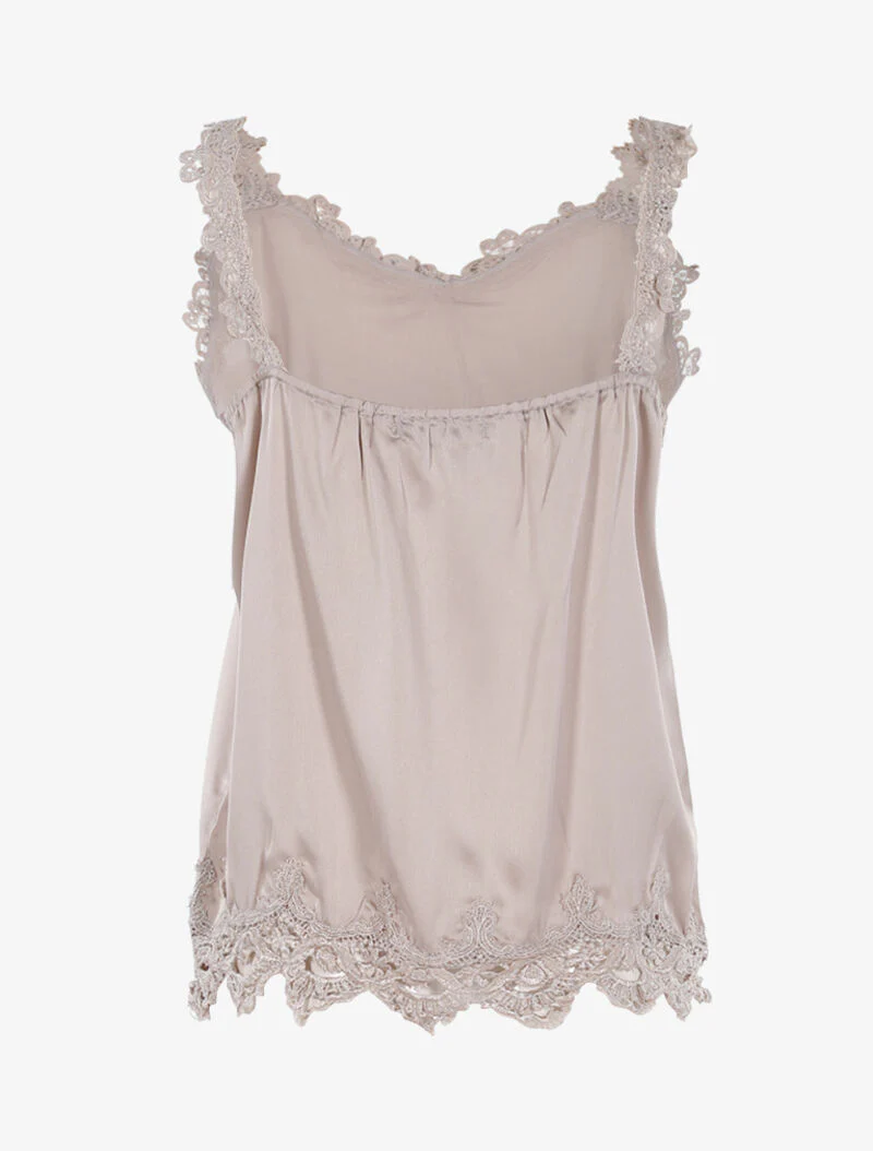 Gehaakte tanktop met randen - beige - Image 2