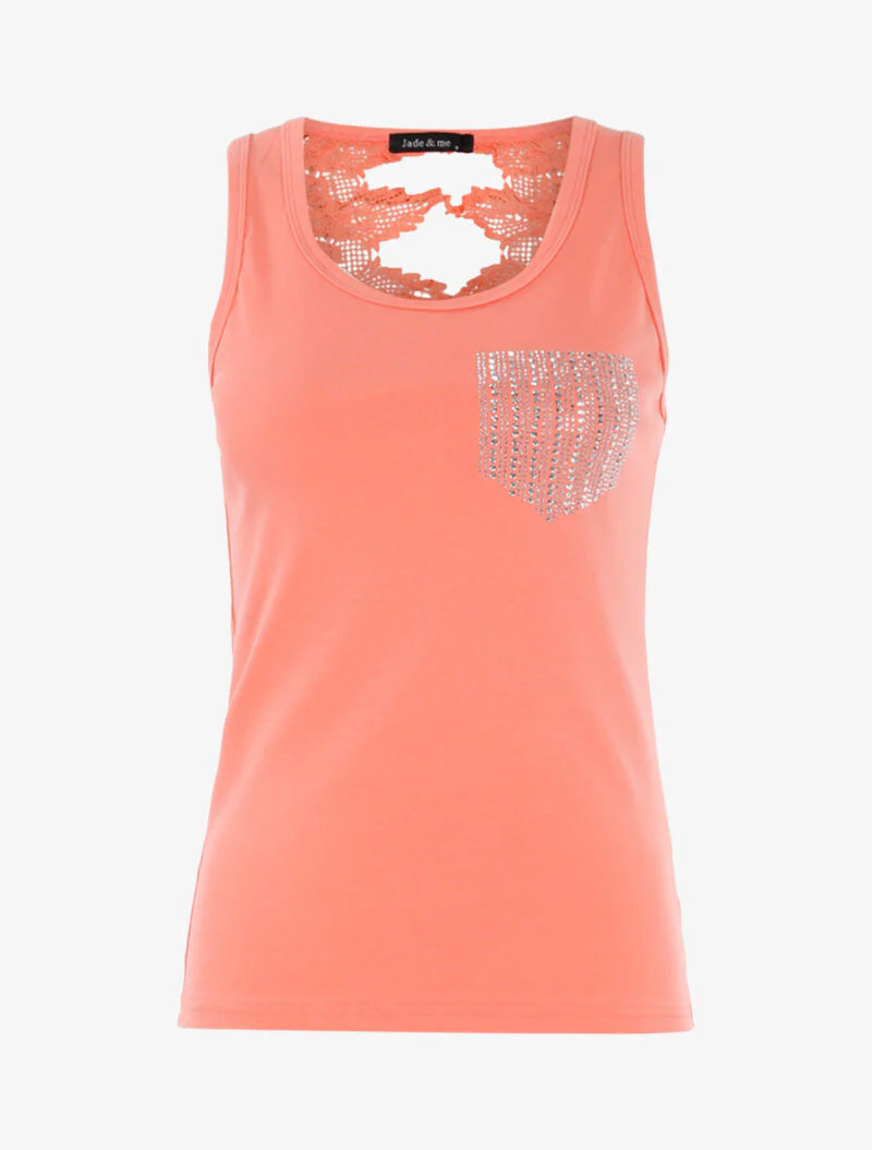 Strass tanktop in de vorm van een zak - roze