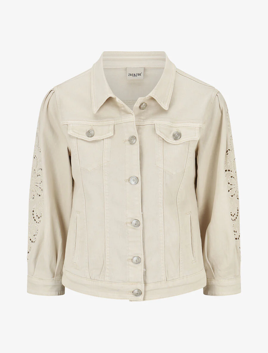 Denim jack met stijlvolle lange mouwen - Beige