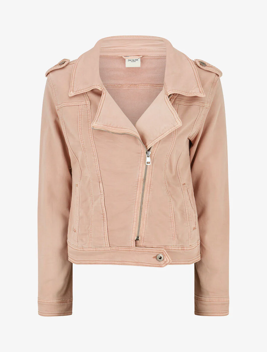 Denim jas met rits - Roze