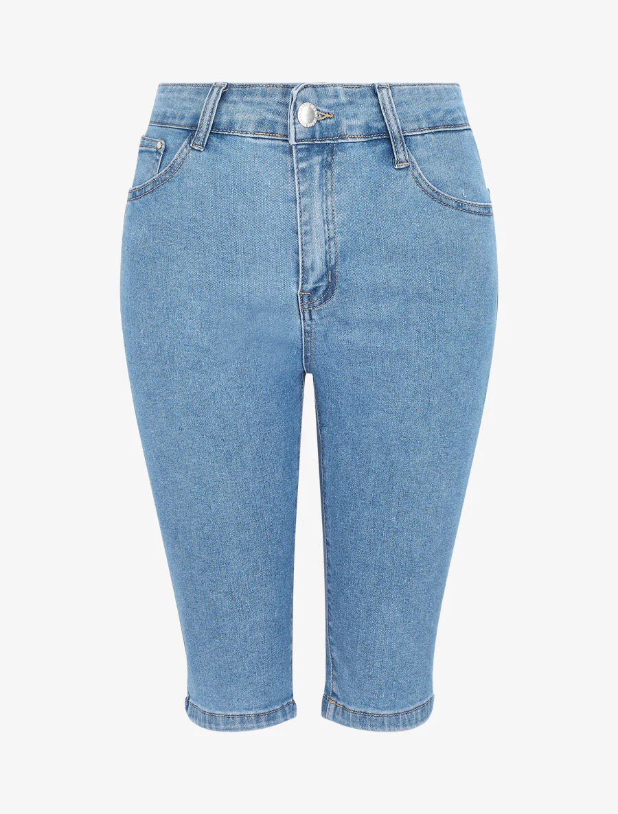 Denim push-up bermuda shorts - Blauw