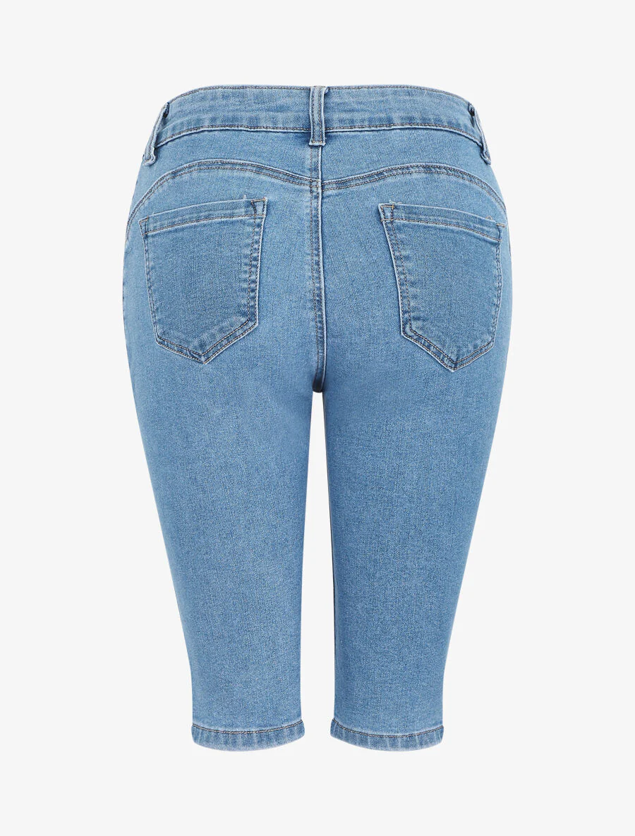 Denim push-up bermuda shorts - Blauw - Image 2