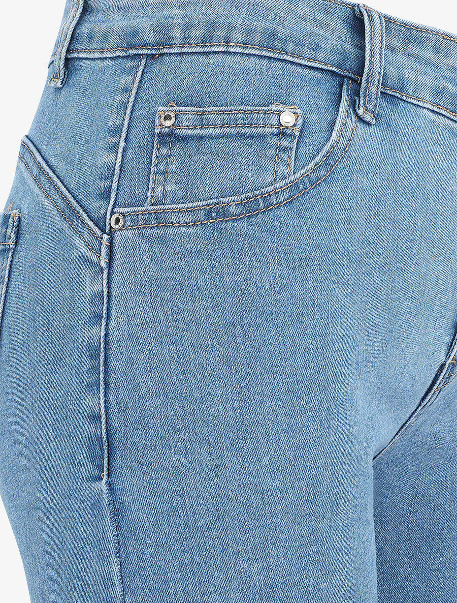 Denim push-up bermuda shorts - Blauw - Image 3