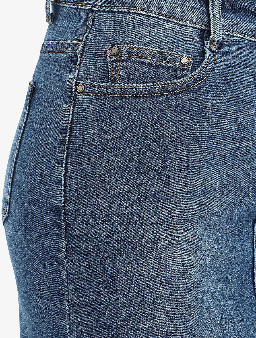 Denim rok in recht model - blauw - Image 3