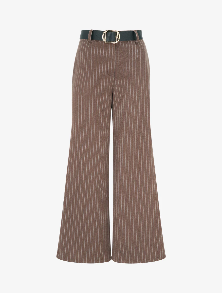 Dikke broek met strepenprint - Lichtbruin