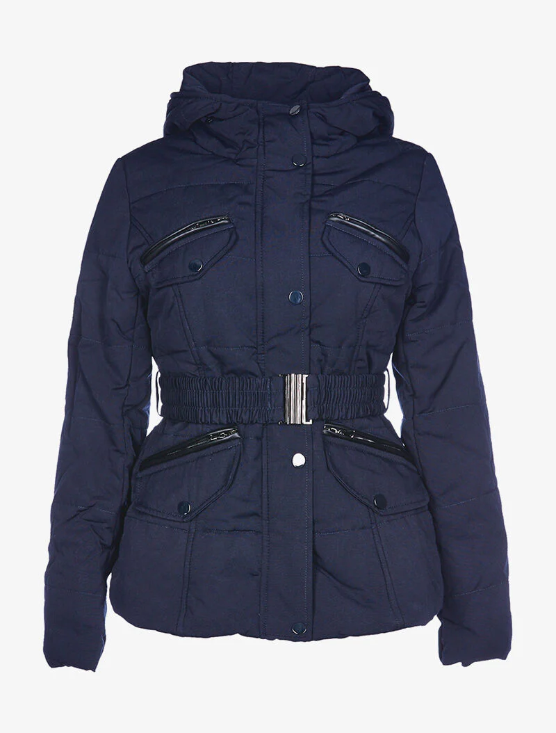 Donsjas met afneembare bontkraag - marine/beige - Image 4