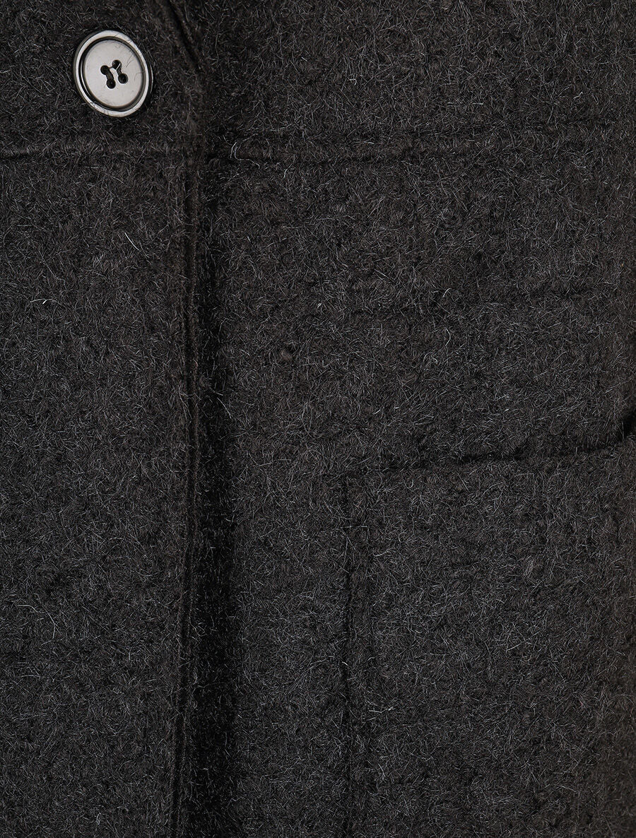 Donzige lange jas - Zwart - Image 3