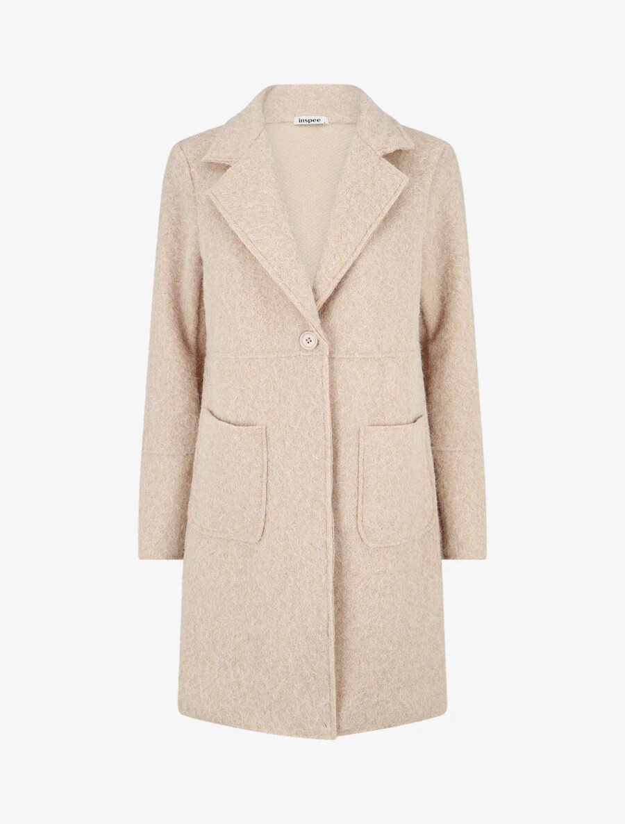 Donzige lange jas - Beige