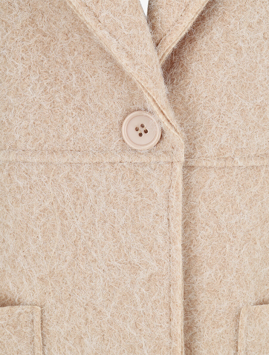 Donzige lange jas - Beige - Image 3