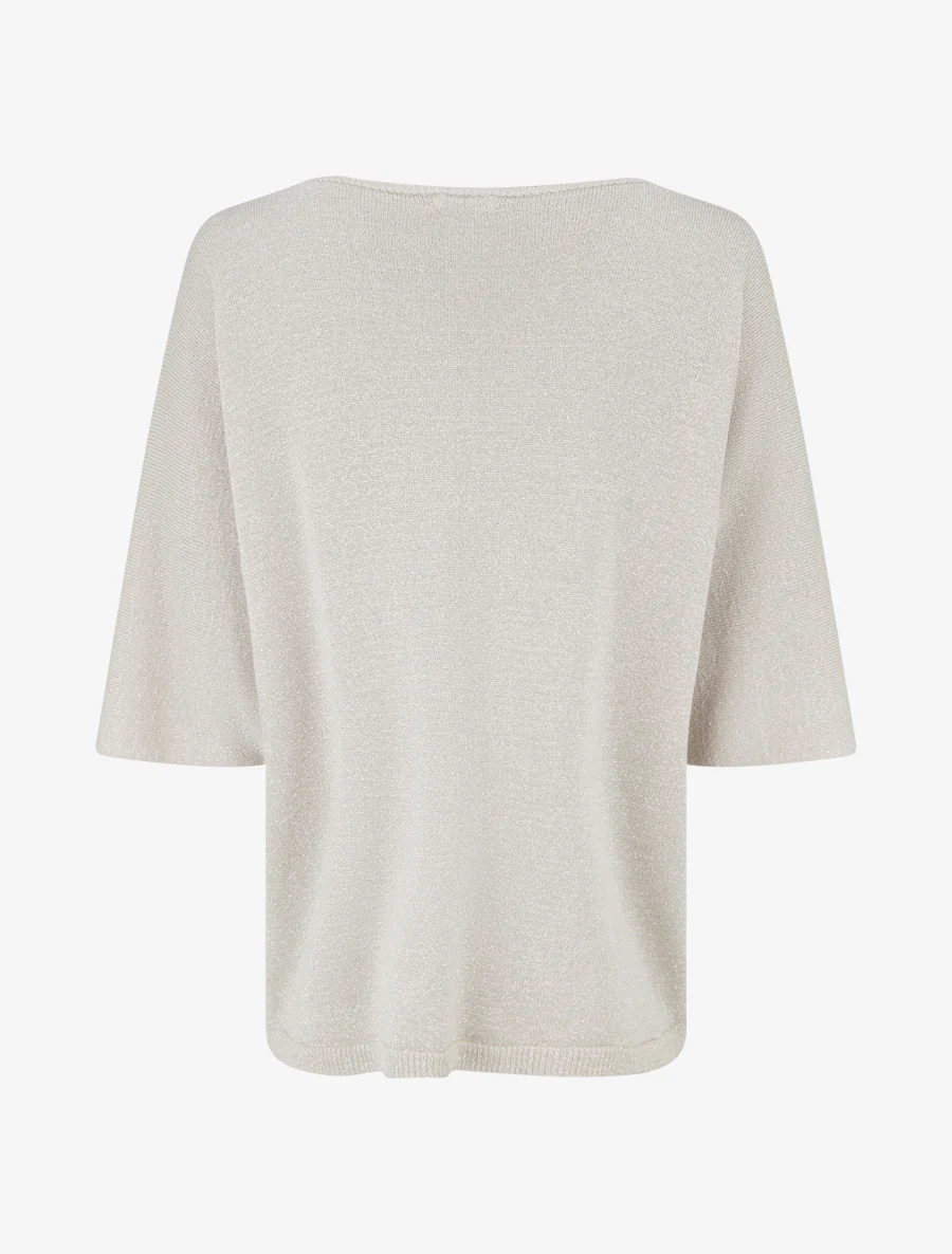 Dunne glinsterende trui met 3/4 mouwen - Beige - Image 2