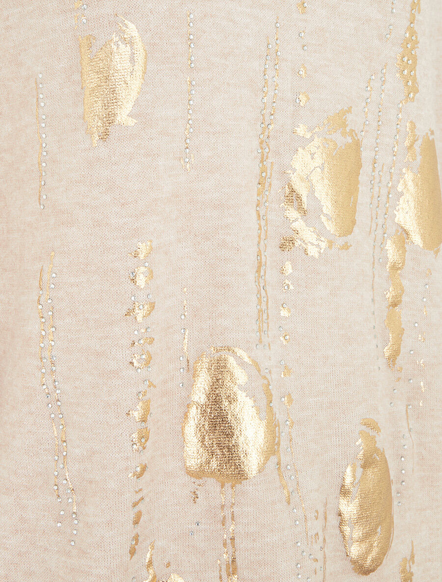 Dunne trui met lange oprolbare mouwen - beige - Image 3