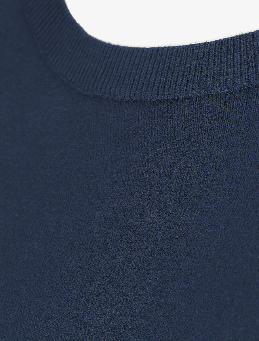 Dunne trui met ronde hals en sierknopen - Marineblauw - Image 3