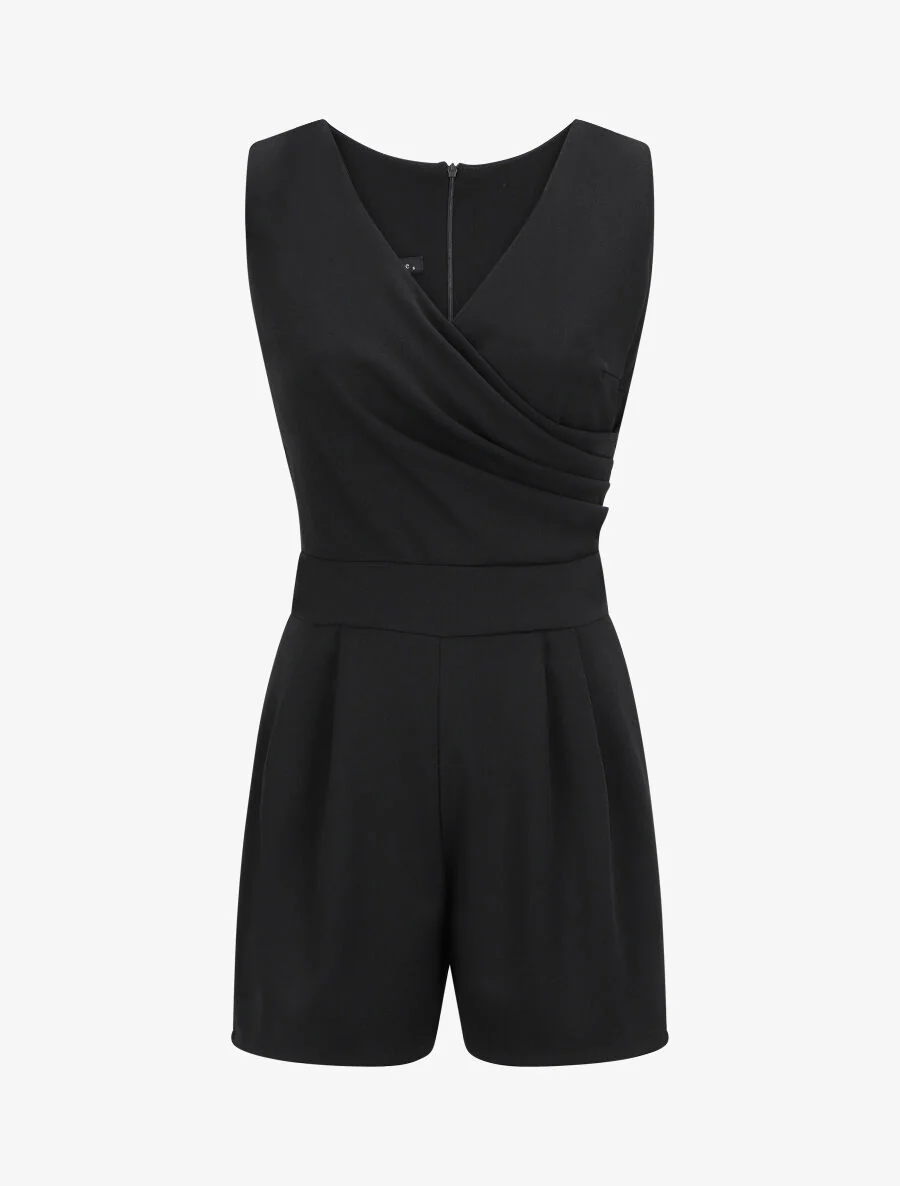 Een eenkleurige hartvormige jumpsuit - Zwart