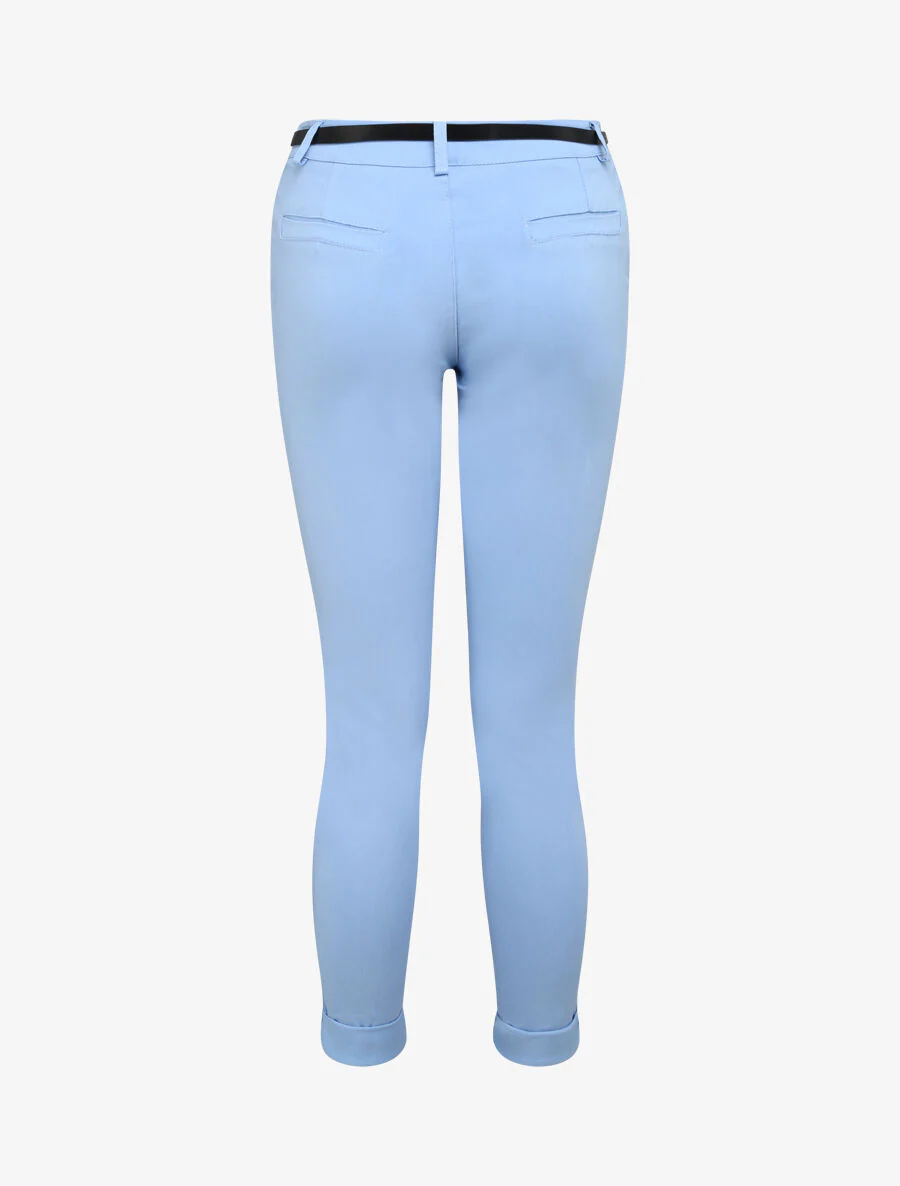 Een effen 7/8 broek met omgekeerde zomen - Lichtblauw - Image 2