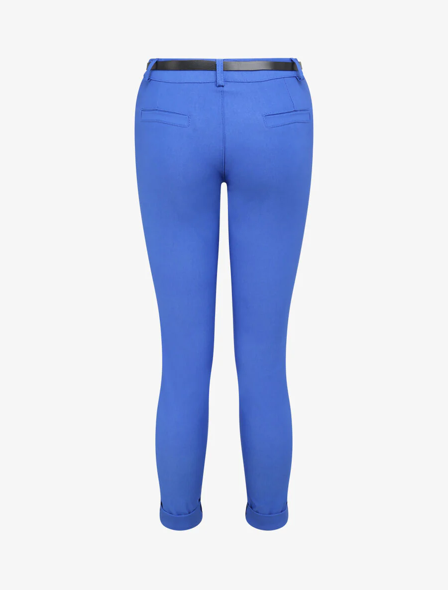 Een effen 7/8 broek met omgekeerde zomen - Kobaltblauw - Image 2