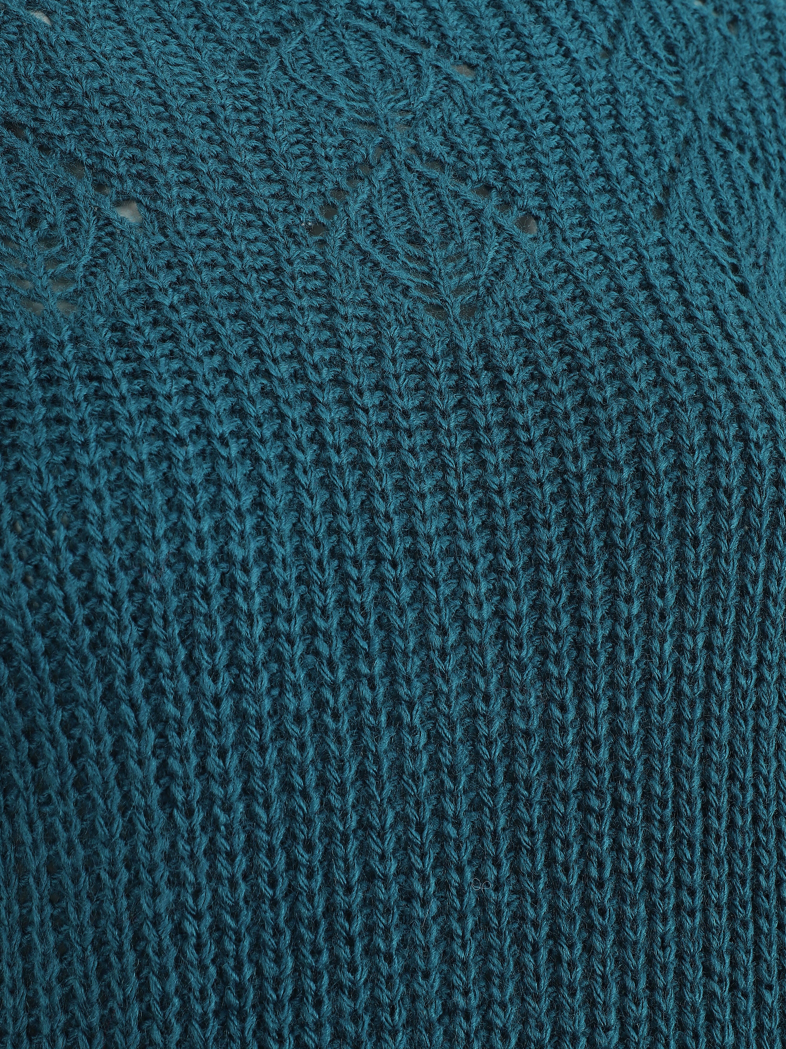Een lange effen trui - Blauwgroen - Image 3