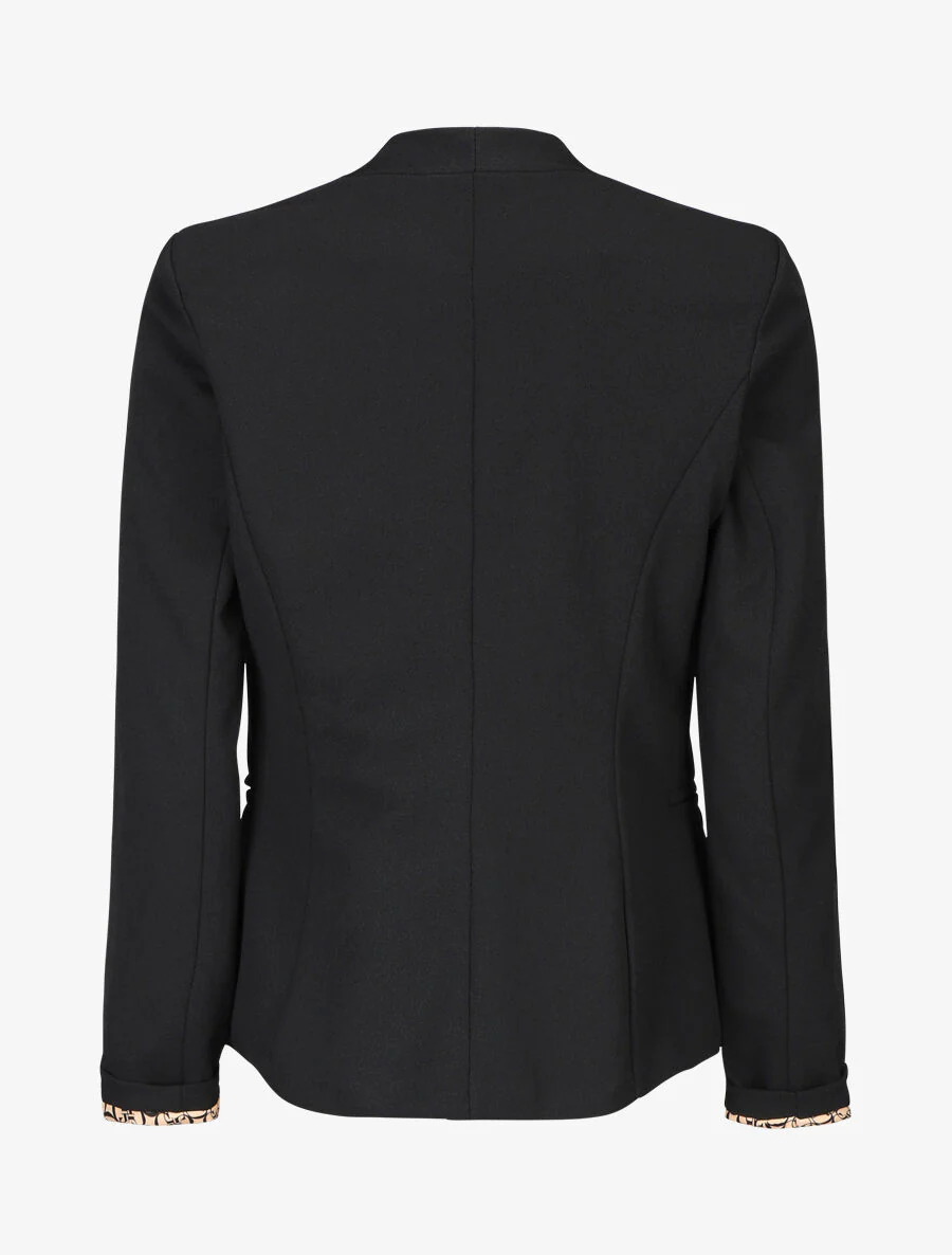 Effen blazer met gedrukte grafische revers - Zwart/camel - Image 2