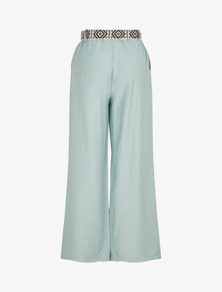 Effen broek met elastische tailleband - watergroen - Image 2