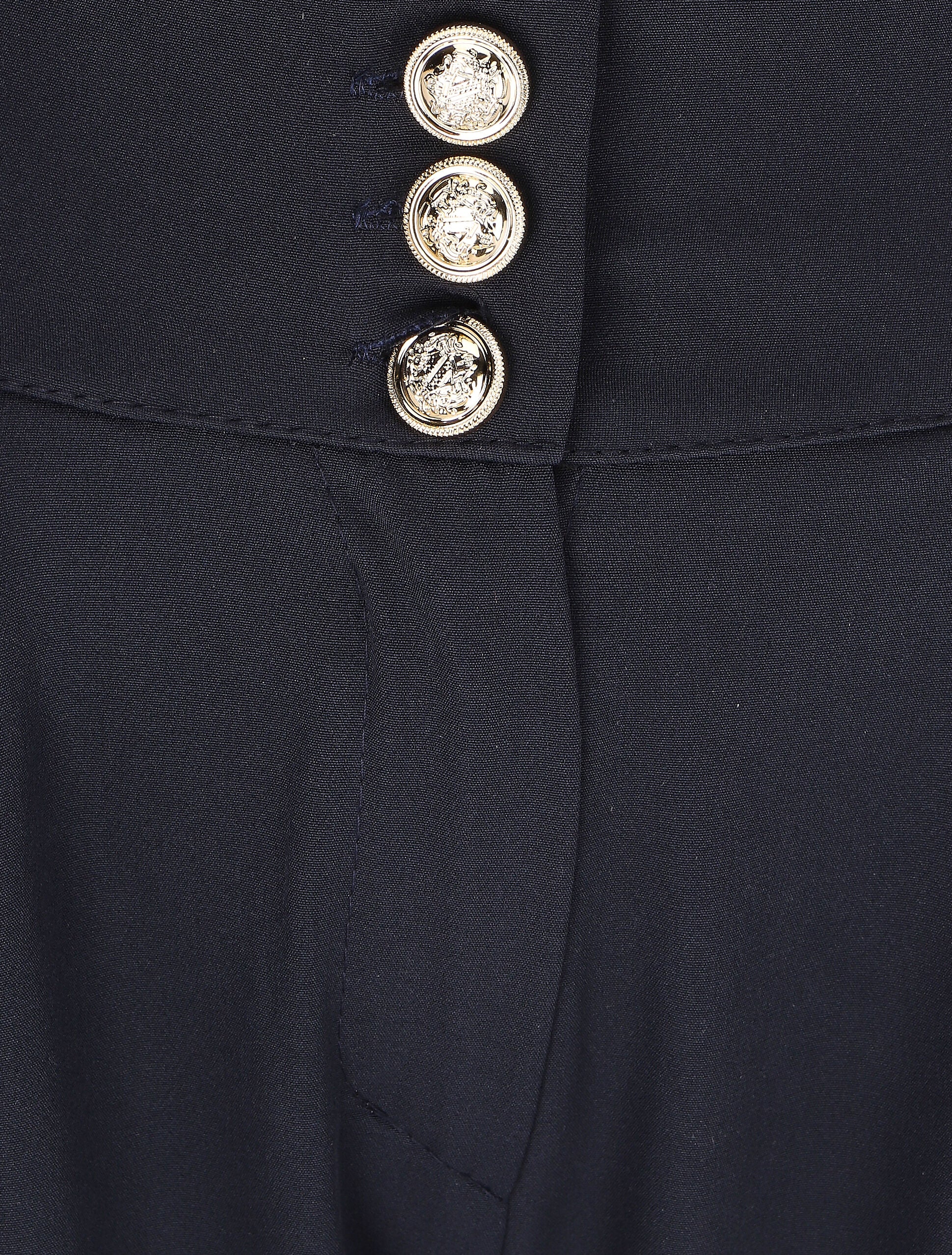 Effen broek met elastische tailleband - Marineblauw - Image 3