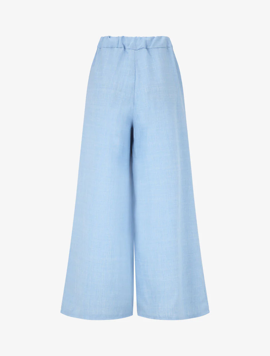 Effen broek met linnenlook - blauw - Image 2