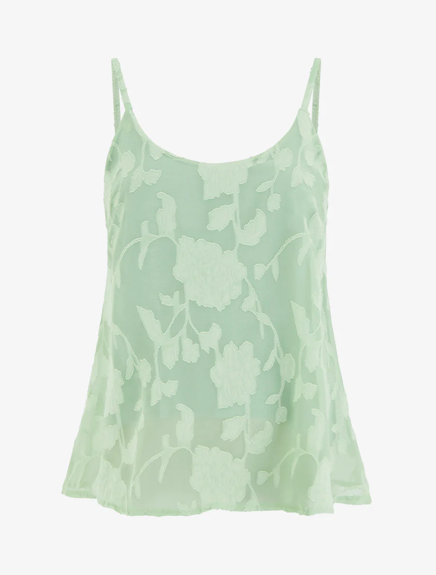 Effen caraco met bloemenprint - Amandelgroen