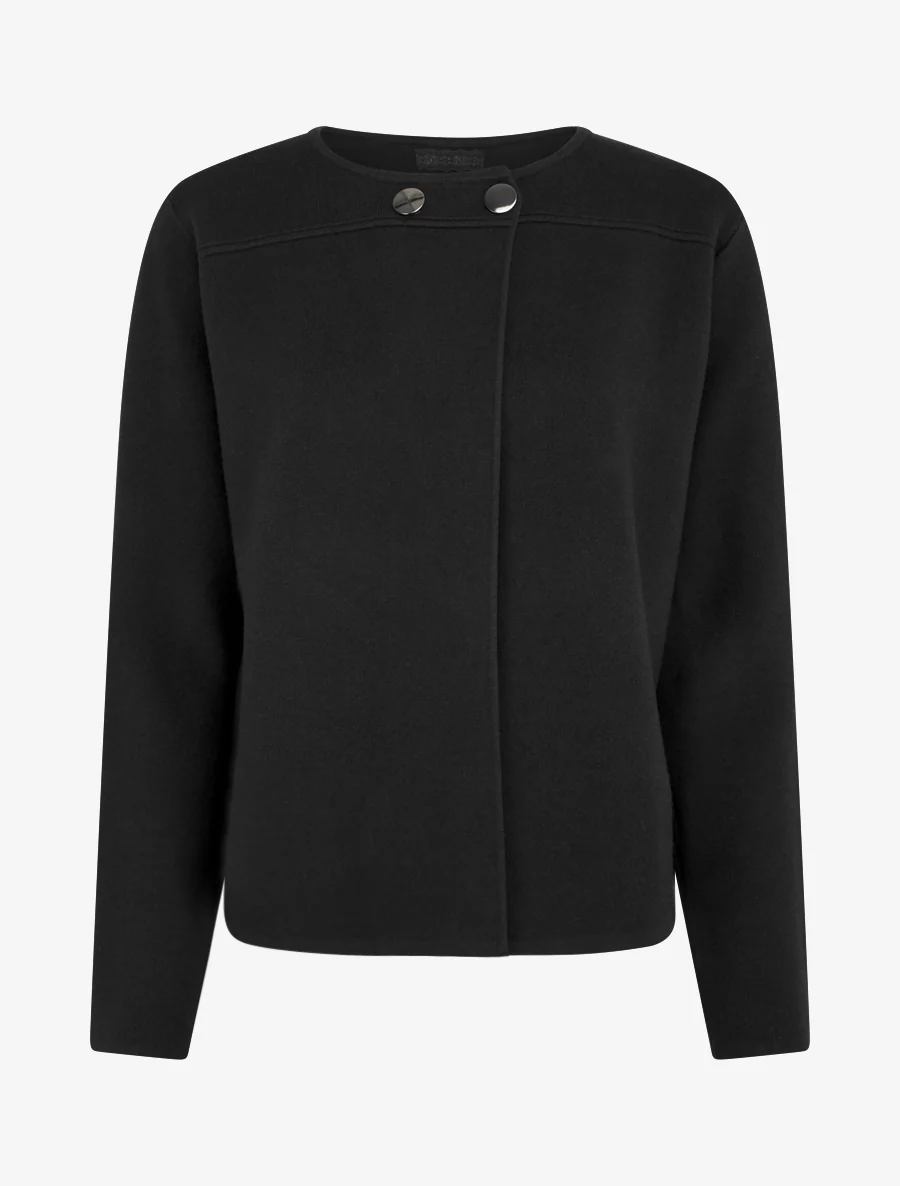 Effen cardigan met twee knopen - Zwart
