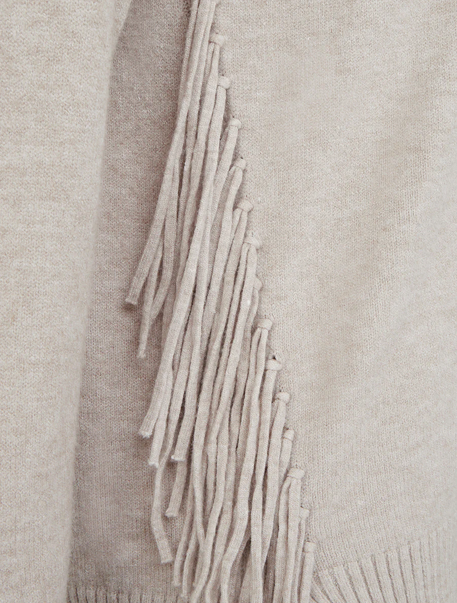 Effen coltrui met franjes - Beige - Image 4