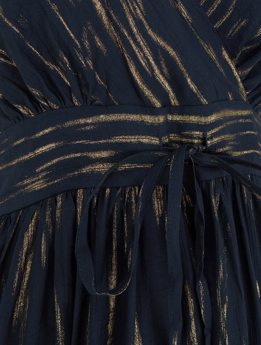 Effen elastische jurk met glinsterend detail - Nachtblauw - Image 3