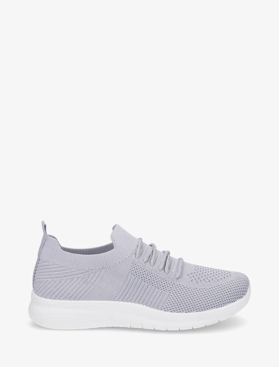 Effen gebreide sneakers - Grijs