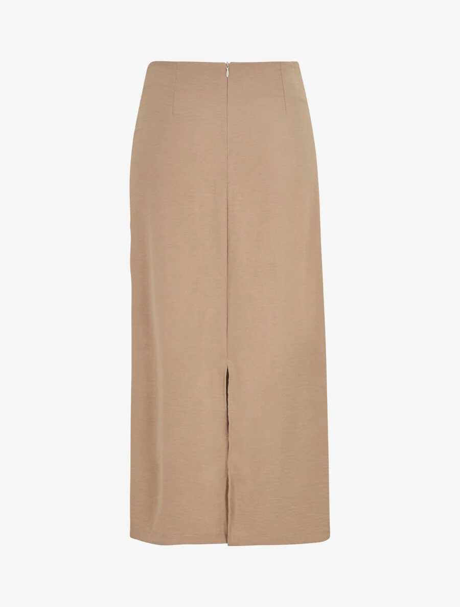 Effen gedrapeerde halflange rok - Taupe - Image 2