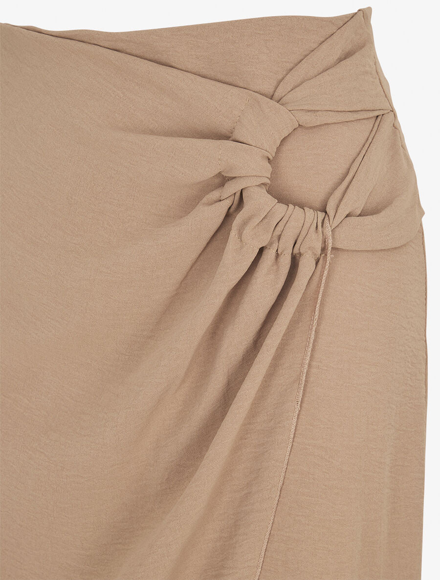 Effen gedrapeerde halflange rok - Taupe - Image 3