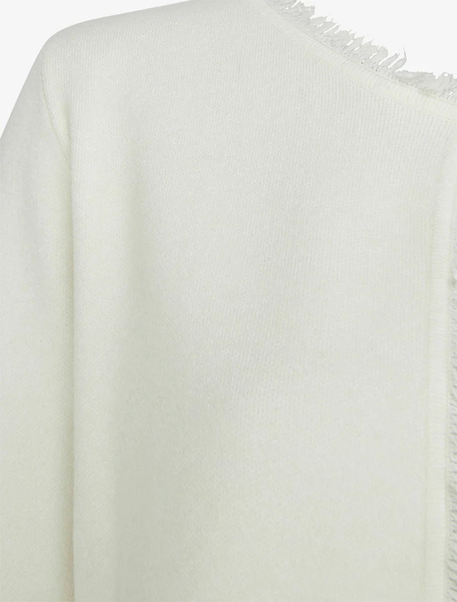 Effen gilet met rafelig detail - Crème - Image 3
