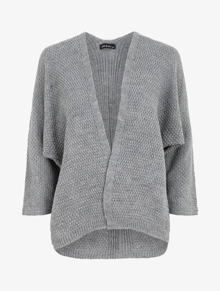 Effen halflang open vest - Grijs