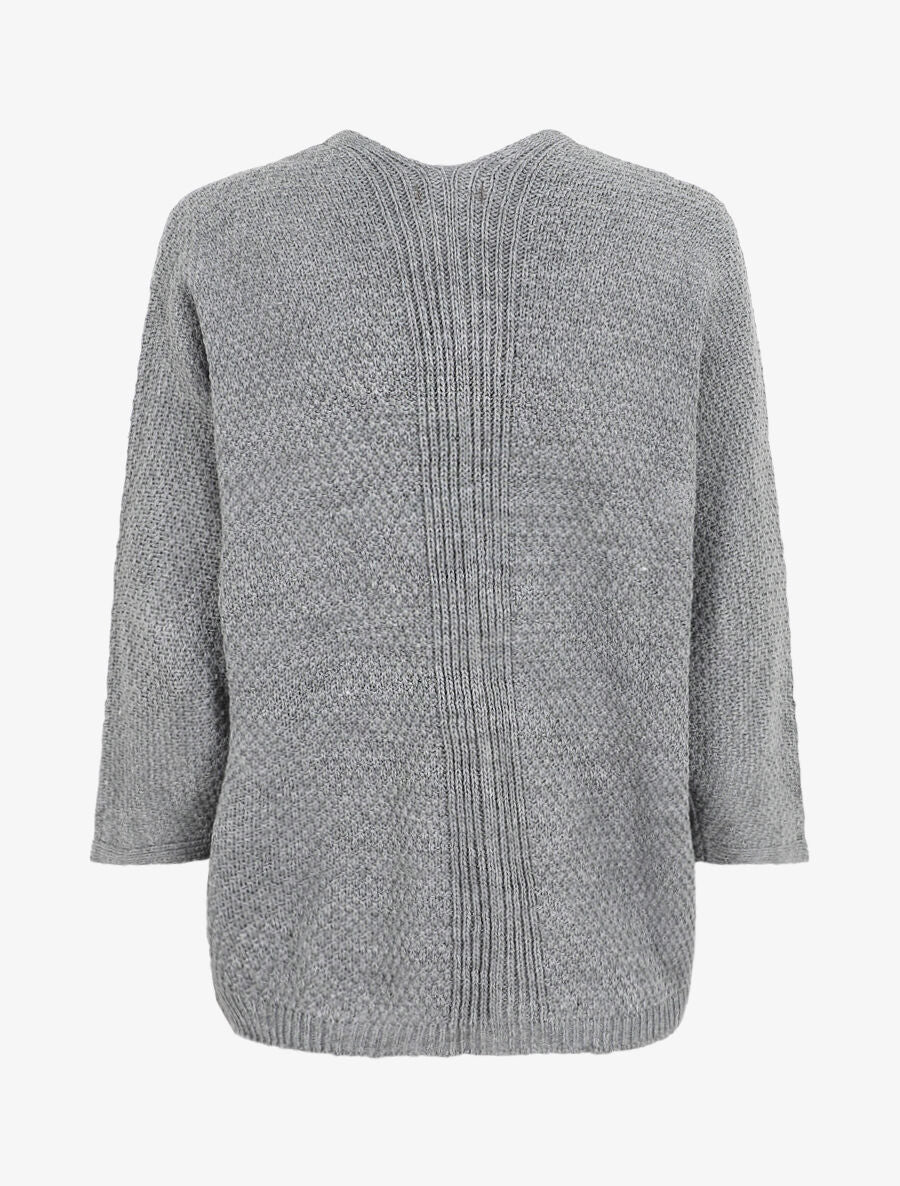 Effen halflang open vest - Grijs - Image 2
