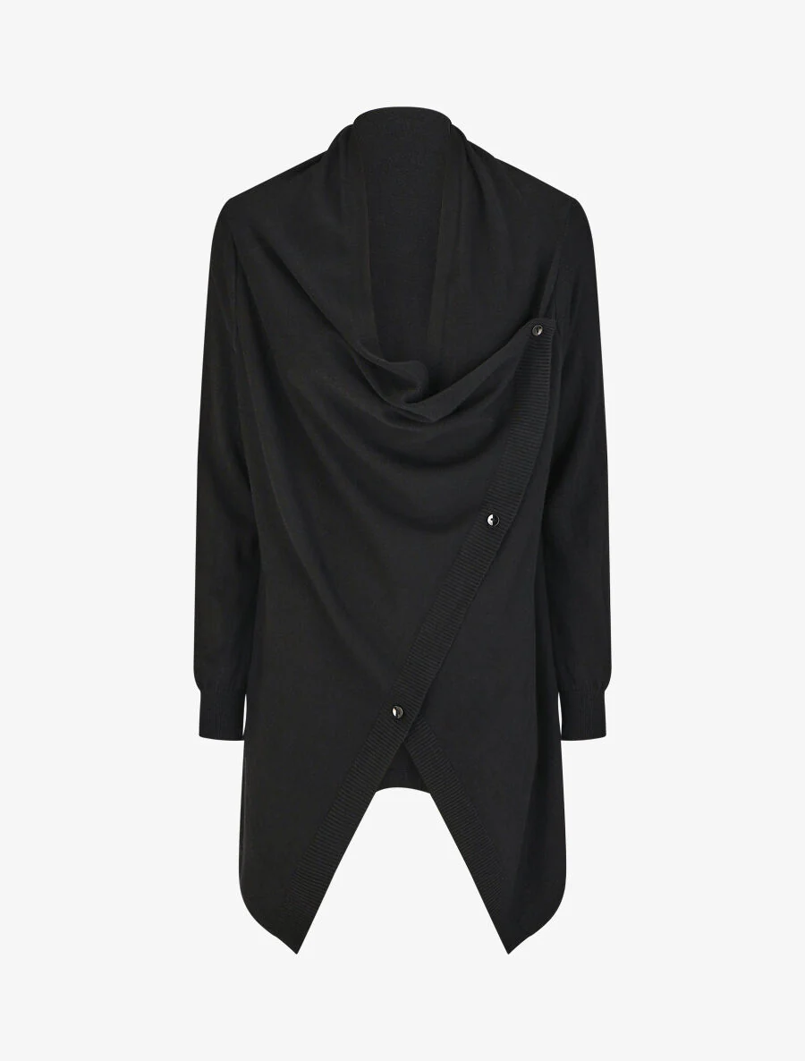 Effen halflang vest met geribde boorden - zwart