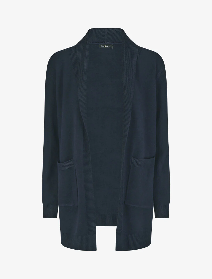 Effen halflang vest met geribde boorden - Marineblauw