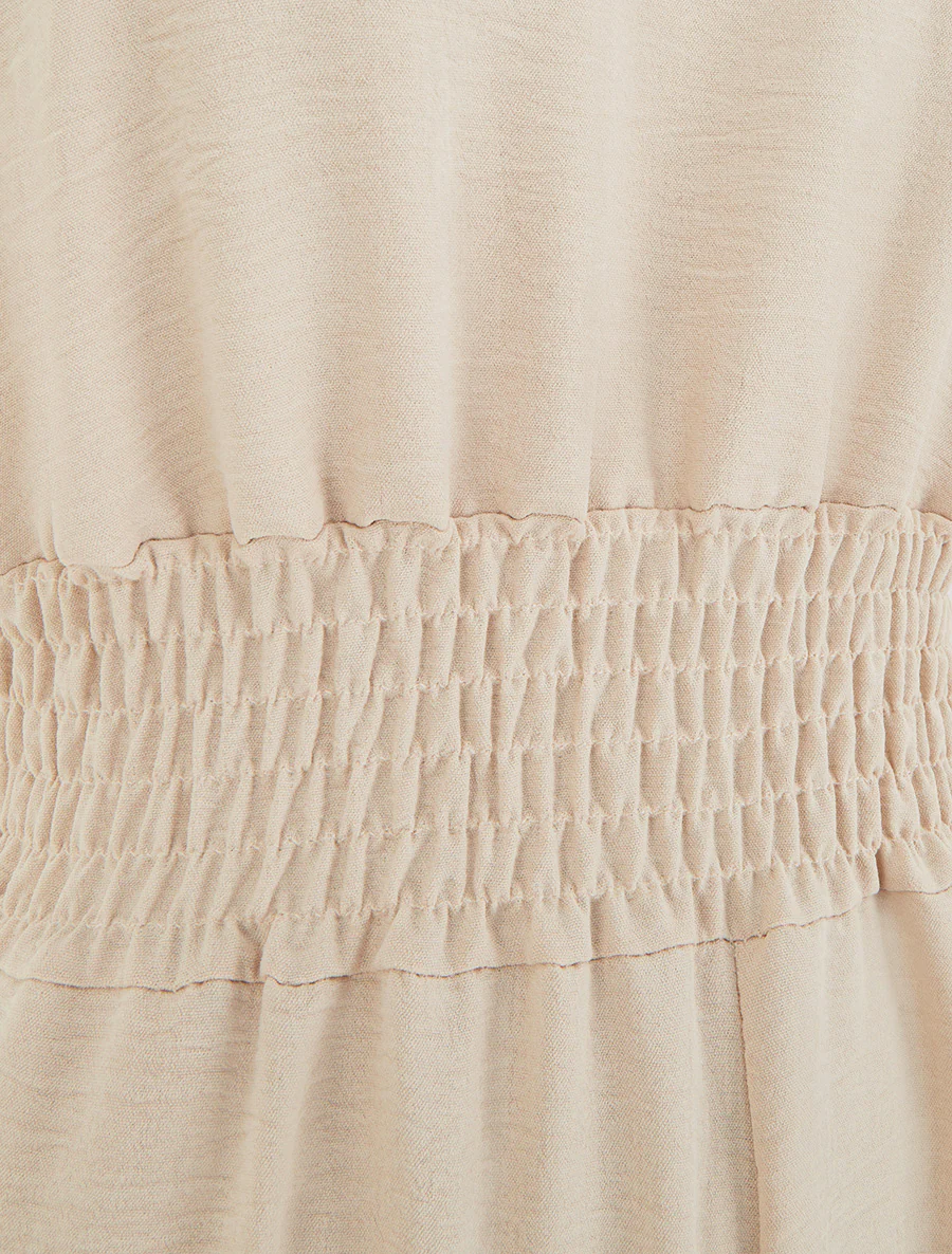 Effen jumpsuit met bandjes en hartjesmotief - Beige - Image 3