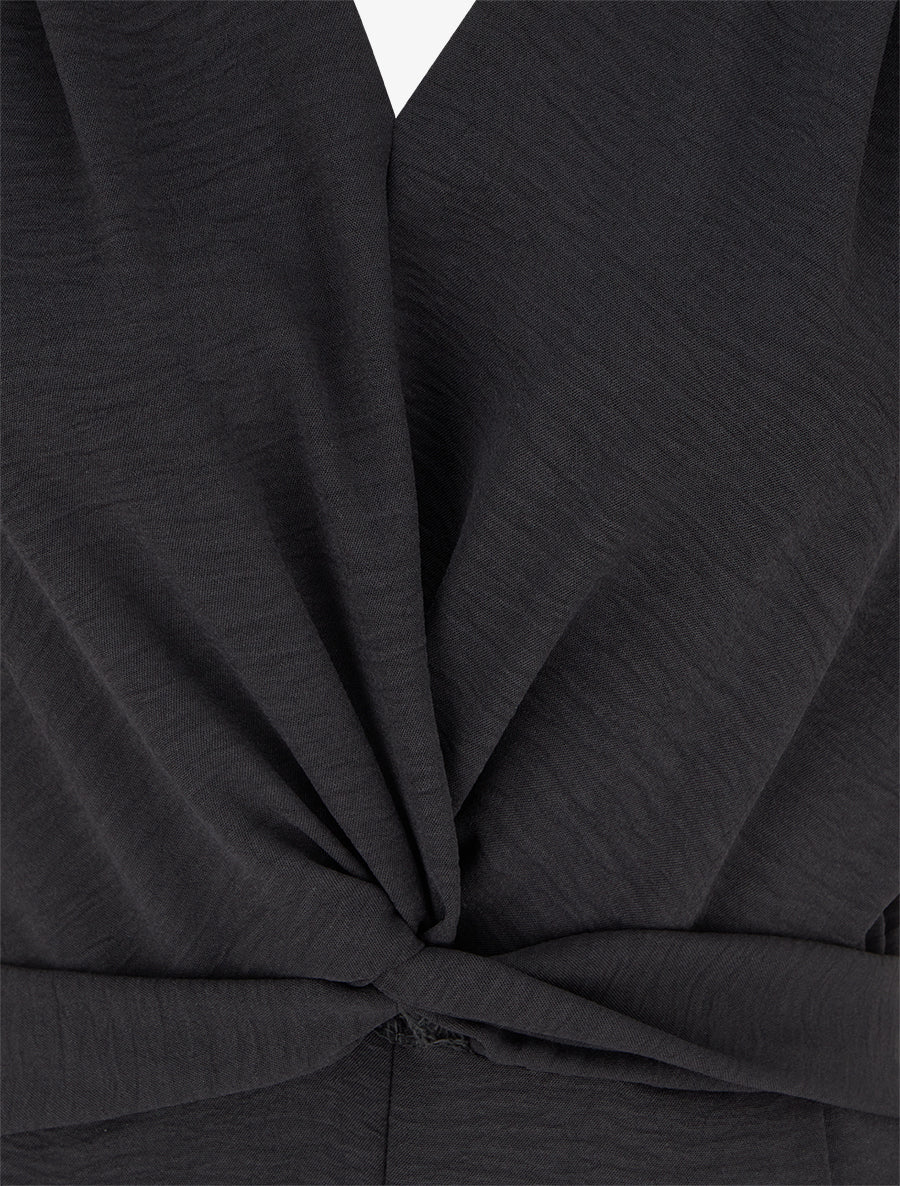Effen jumpsuit met korte mouwen - Zwart - Image 3