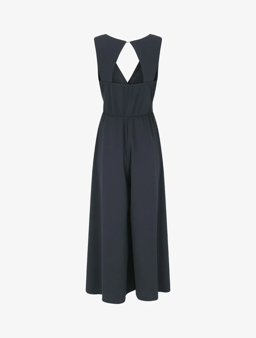 Effen jumpsuit met opengewerkte achterkant - Donkerblauw - Image 2