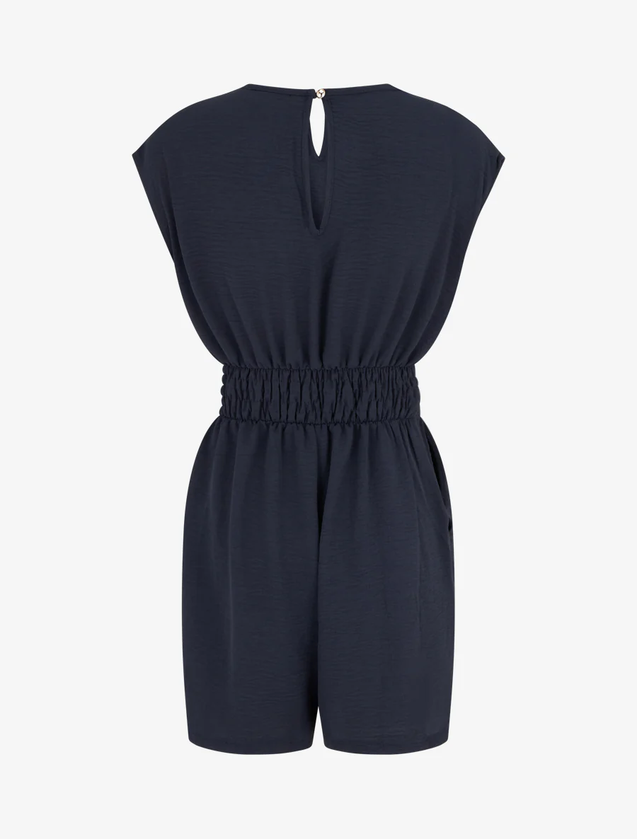 Effen jumpsuit met sierstuk in de taille. - Marine - Image 2