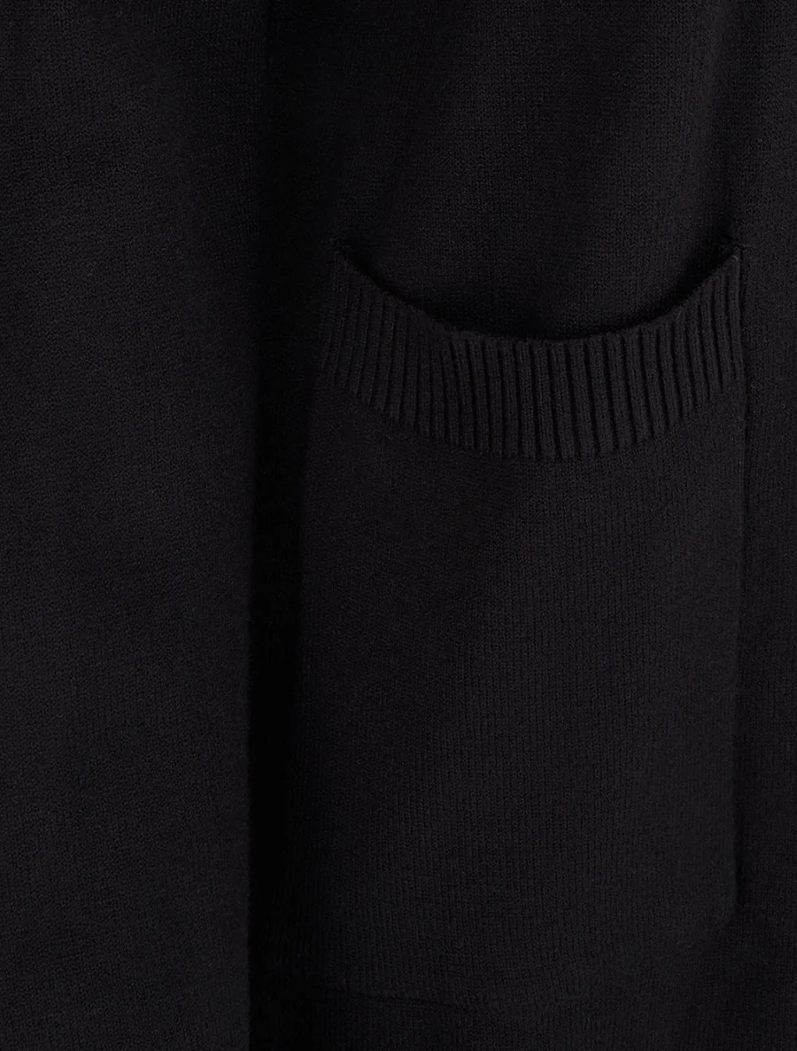 Effen lang vest met lange mouwen - Zwart - Image 3