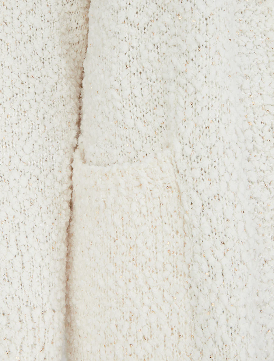 Effen lang vest met pailletten - Wit - Image 3